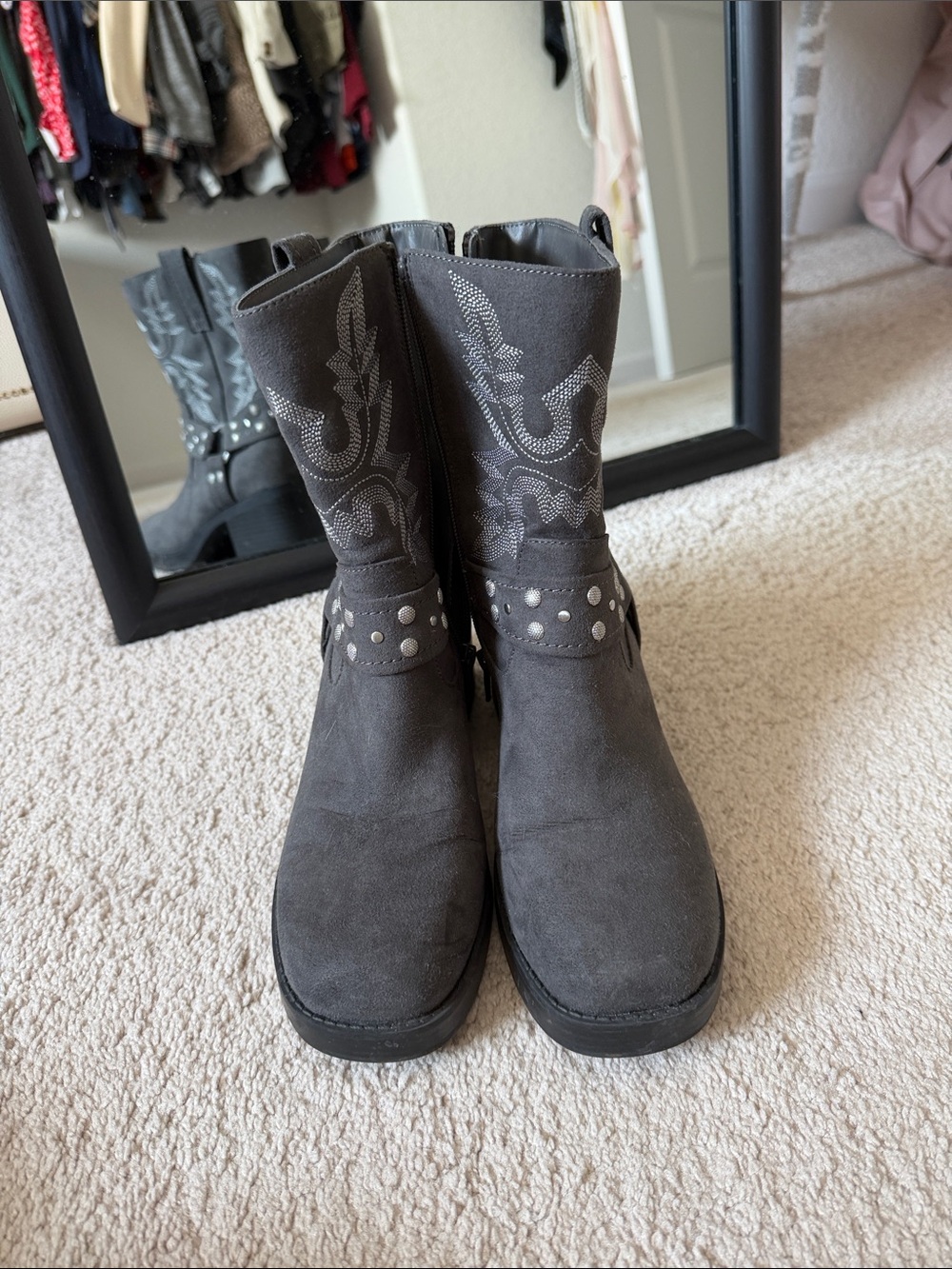 Stylish square toed ankle boots